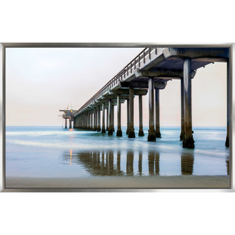 Scripps Sunset par - photographie, Cadre flottant argent, H 39,5 po x l 63,5 po x P 2 po