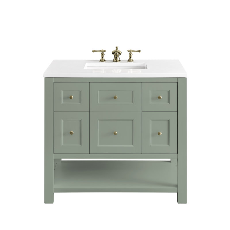 Breckenridge 36'' W Single Vanity, White Zeus, Smokey Celadon, 8" Widespread