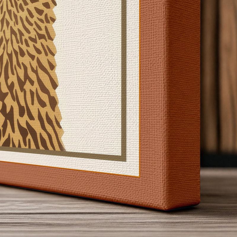 Llama in Profile Japandi - Wrapped Canvas, 18x12 - 45.7 x 30.5 cm, Terracotta Border