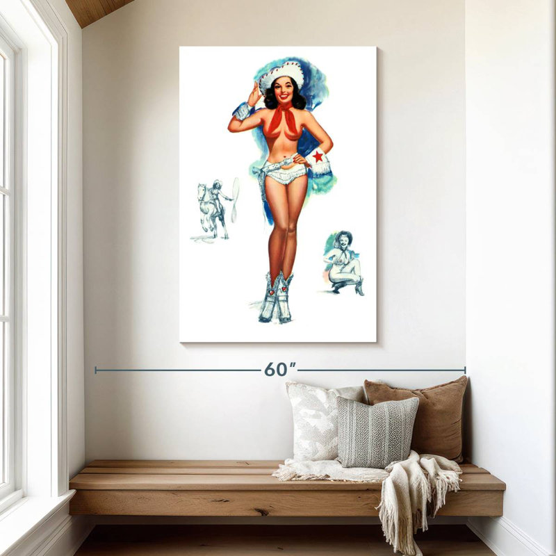 Cow-Girl pin-up, H 48 po x l 32 po