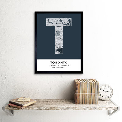 Toronto City Map Toronto Navy by Wee Blue Coo - Single Picture Frame Typography