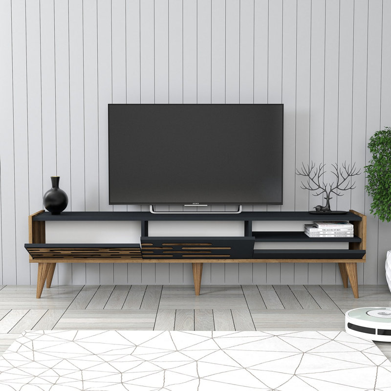 Keikei Unfinished TV Stand, Brown/Black
