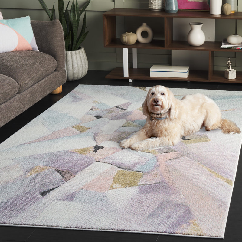 Tapis bleu / rose Germari 6937, Rectangle 5 pi 3 po x 7 pi 6 po