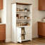 Armoire de rangement haute de style champêtre, bibliothèque autoportante de 173 cm avec étagères réglables et portes de style grange, vitrine en bois blanc pour salon, bureau à domicile, garde-manger de cuisine