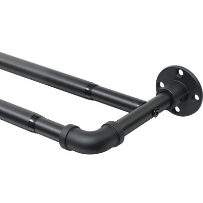 Ammiel Matte Black Adjustable 74cm to Double Curtain Pole
