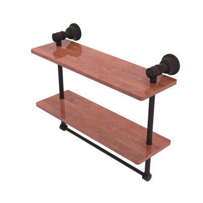 Tablette en bois massif 2 pièces avec barre à serviettes Freyja