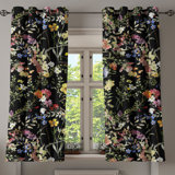 East Urban Home Garden Scene Grommet Curtain Colorful Leaves Art Charcoal Grey Multicolor