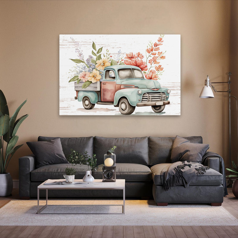 Camion de fleurs rétro VI, H 40 po x l 60 po