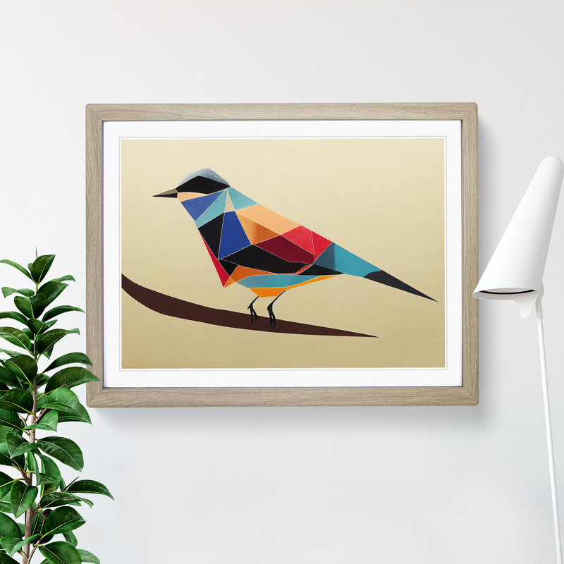 Wild Bird Abstract - Framed Print, 46cm H x 64cm W x 2cm D, Oak Framed