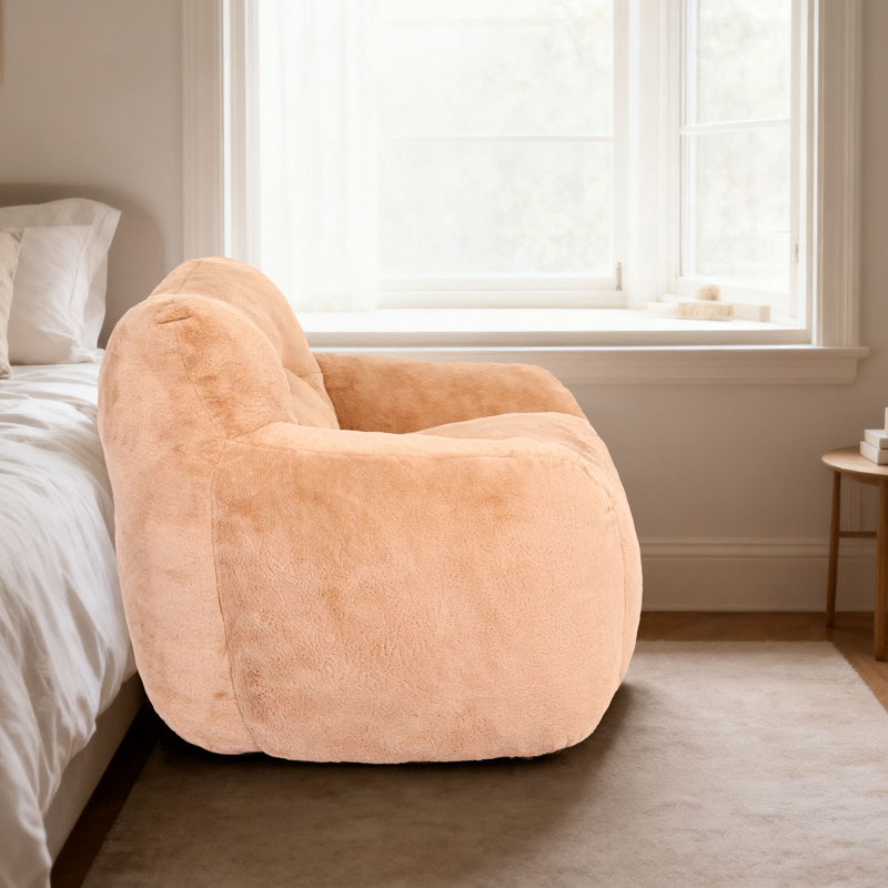 Fauteuil à billes Comfy, Fausse fourrure brune