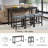 4 Piece Bar Table Set With Power Outlet,Bar Table Set With Chairs,Sofa Bar Table With Stools,Behind Couch Table With 3 Padded Stools,For Living Room,Dining Room, Dark Grey