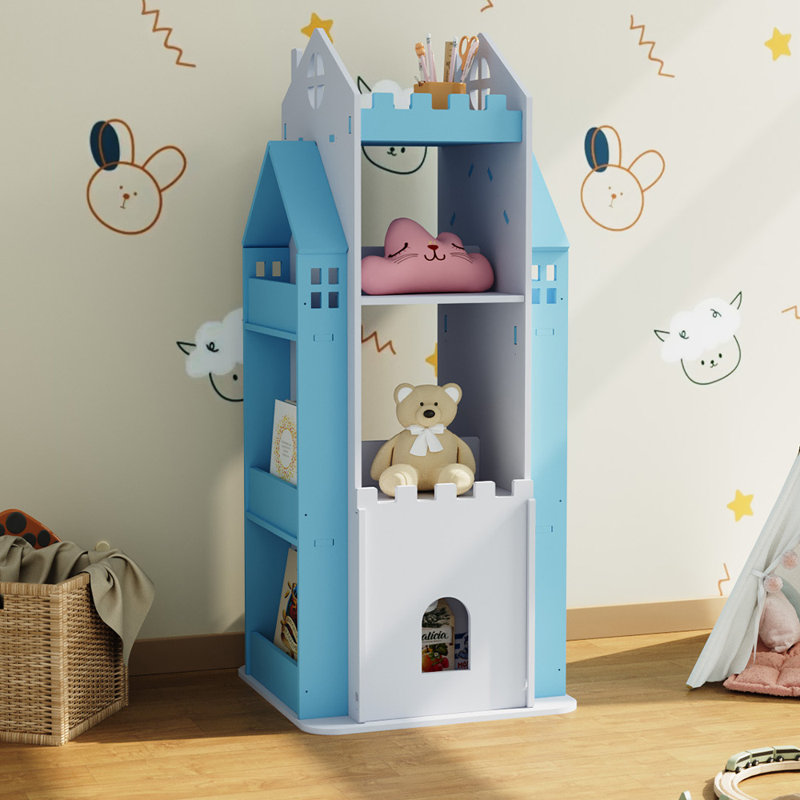 Bookcase, 106cm H x 45cm W x 45cm D, White/Blue