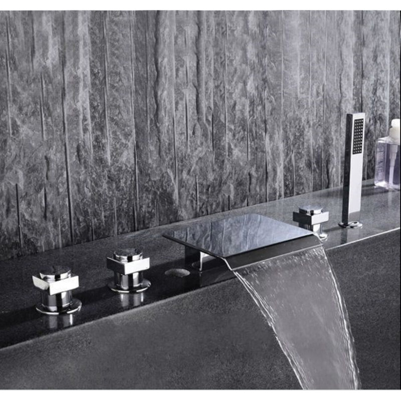 Robinet de baignoire à poignée large à trois poignées avec douche à main Juno