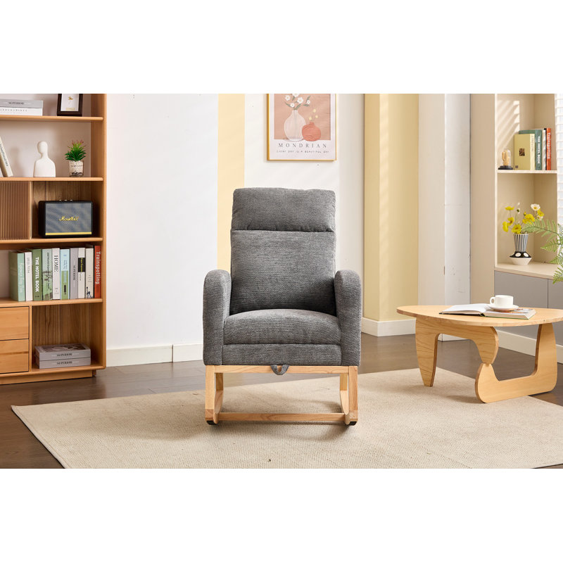 Chaise berçante avec pieds en bois massif, Gray