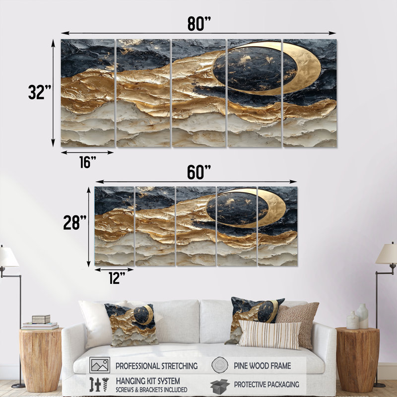 Chevalier - réalisme abstrait - art mural moderne, 5, H 32 po x l 80 po