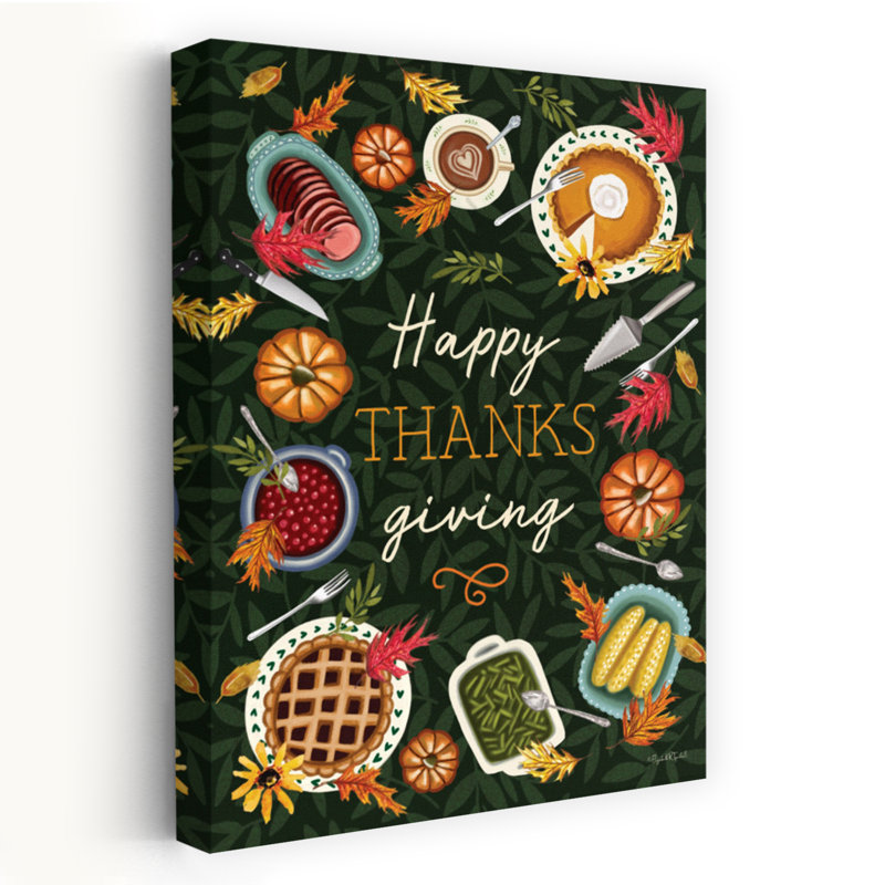 «Happy THANKS Giving - Contemporary Thanksgiving Feast Tarte à la citrouille, sauce à la canneberge», H 40 po x l 60 po