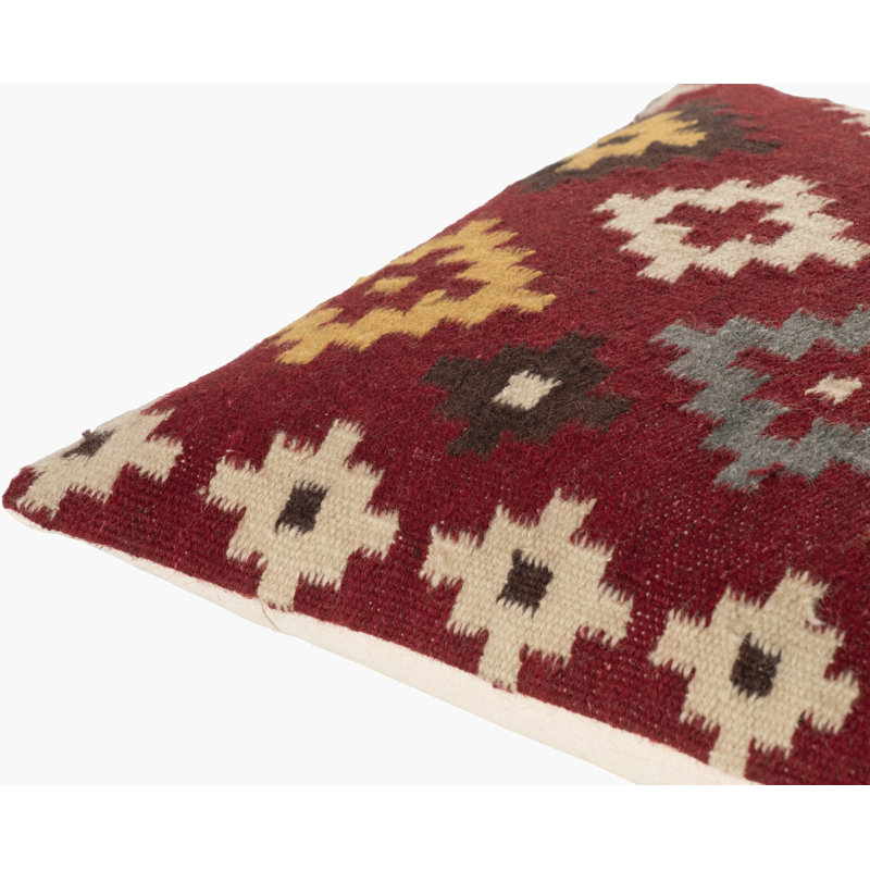 Blanche Accent Pillow, 18"H x 18"W, Red Ikat
