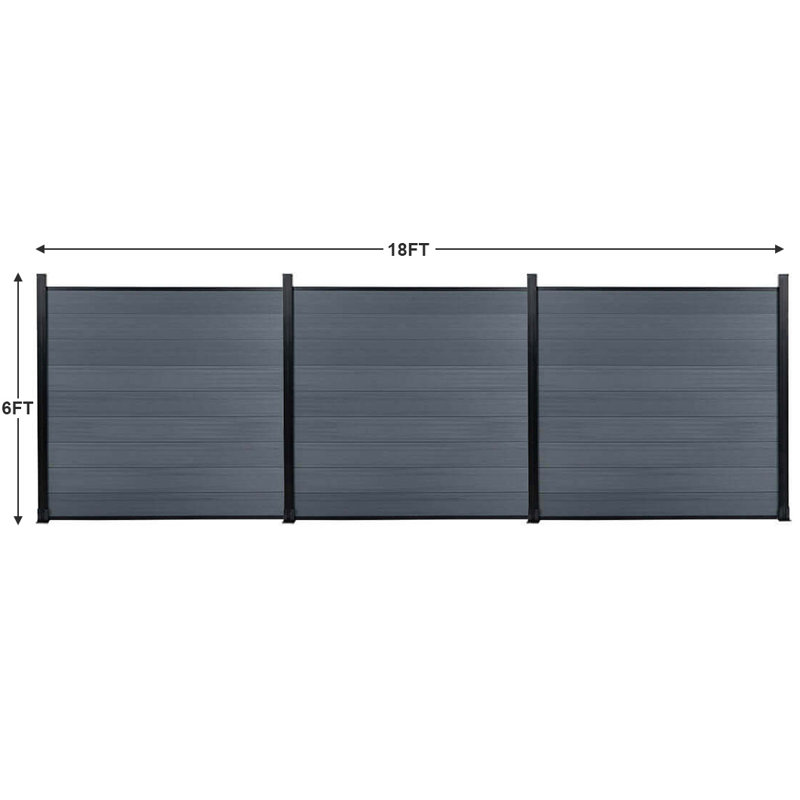 6Ft H Composite Privacy Fence Panels With Post, 6Ft.H x 6Ft.W, Grey