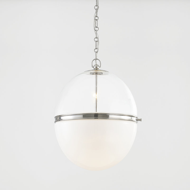 Luminaire suspendu 1 lumière Donnell, H 21,25 po x l 17,5 po x P 17,5 po, Nickel poli