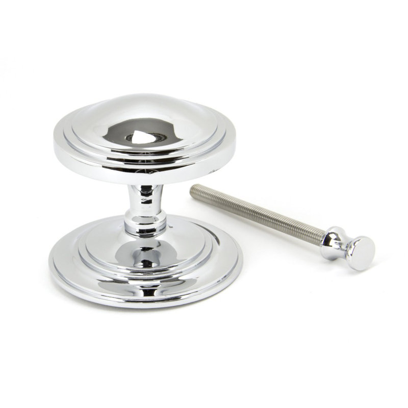 Art Deco Centre Door Knob, Polished Chrome