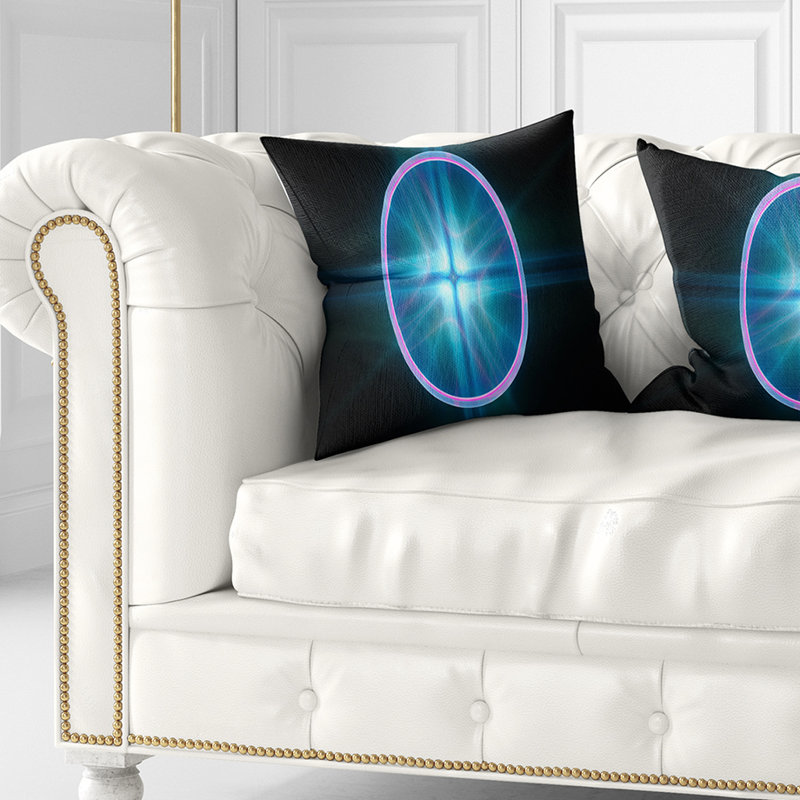 Blue Sphere of Cosmic Mind - Coussin imprimé abstrait, 16 po x 1 po, Coussin décoratif