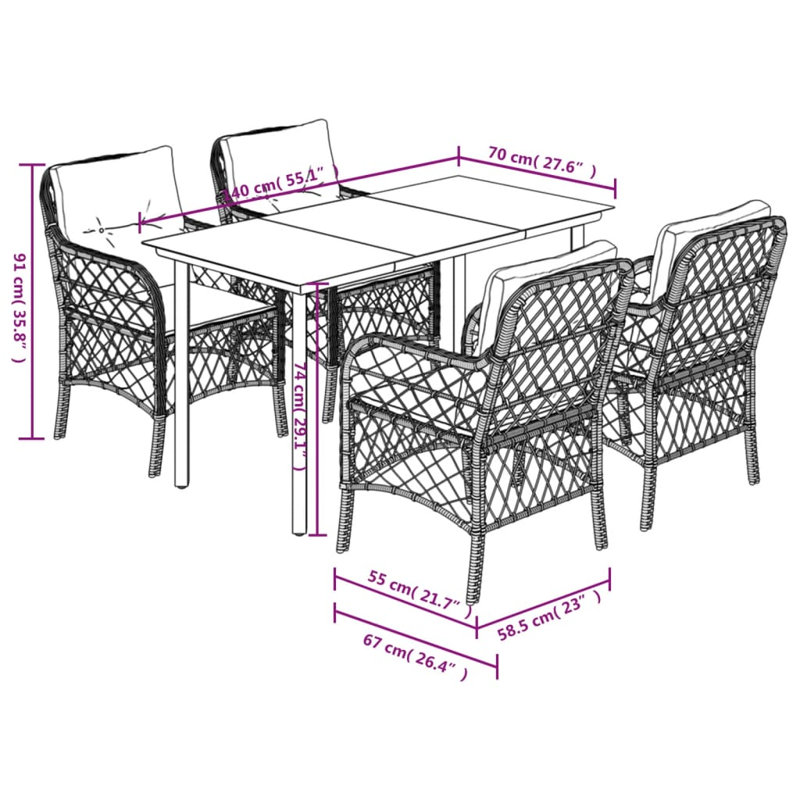 Ensemble bistro avec coussins en polyester Latitude Run®, H 29,1 po x l 55,1 po x P 27,6 po, Beige, 4