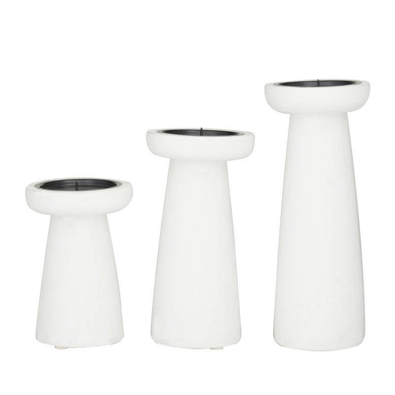 Wood Tabletop Candlestick, White