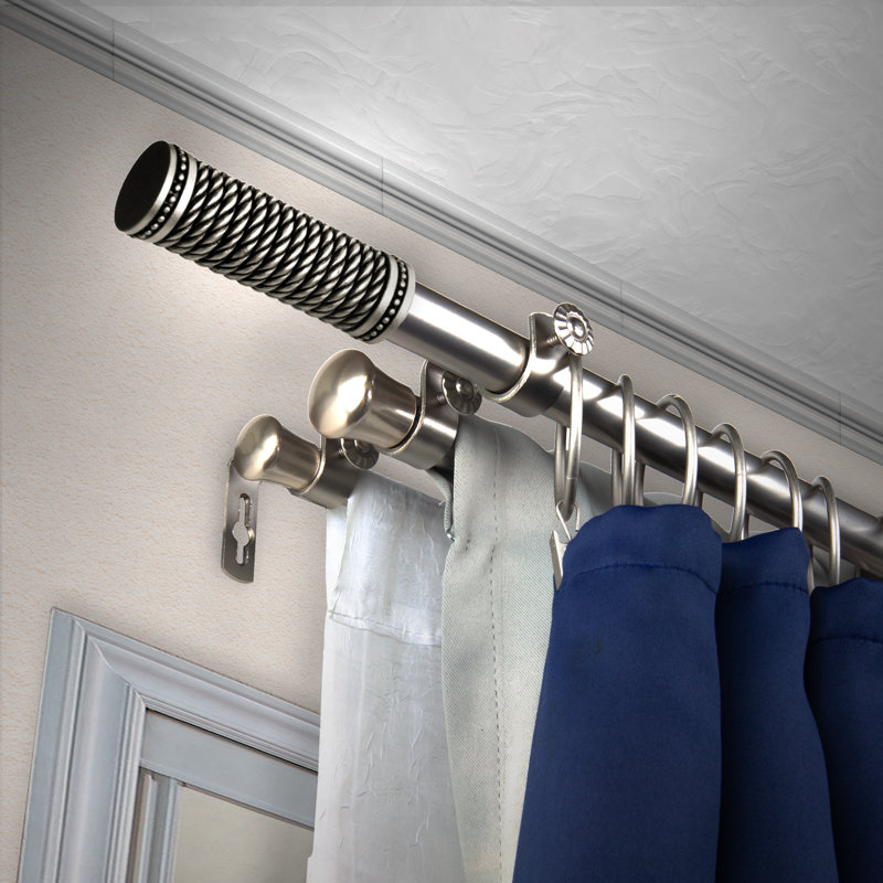 Ensemble de tringle à rideaux réglable Butler, 66" - 120", Nickel satiné