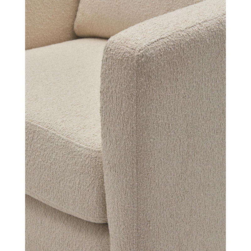 Merren Modern Swivel Chair, Merren Beige Boucle