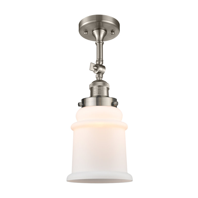 Plafonnier semi-encastré cylindrique simple 6 po Alexandira, Nickel satiné brossé, Boîtier blanc mat, Ampoule non incluse