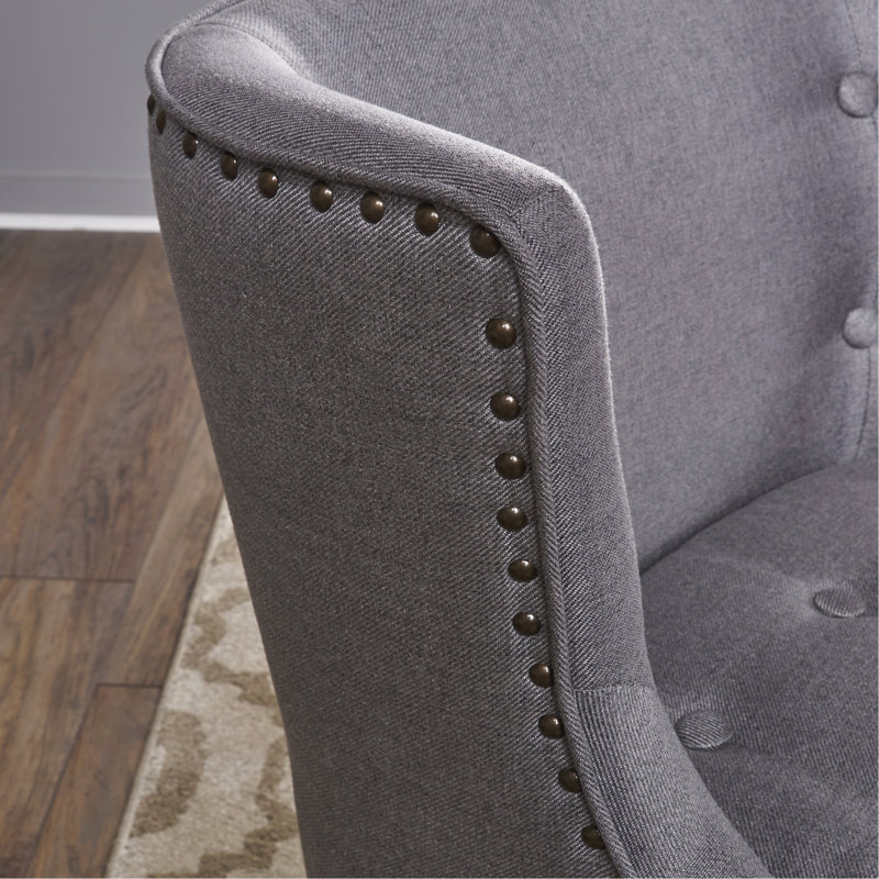 Fauteuil club occasionnel en tissu gris, 27,66 po Largeur, hauteur de 32,4 po, profondeur de 27,28 po, pavillon de 25,4 lb de hauteur, largeur, profondeur,