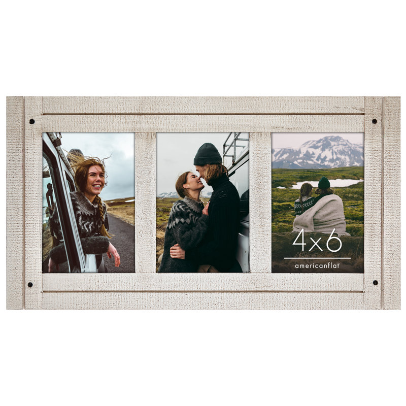 Terrapin Tri-Photo Frame for Western Home Decor, Aspen White