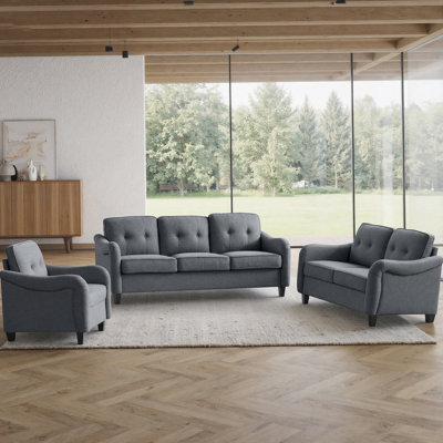 Ensemble de canapés de salon modernes 3 pièces comprenant canapé modulaire, causeuse et fauteuil, parfait pour le confort et le style d'un appartement