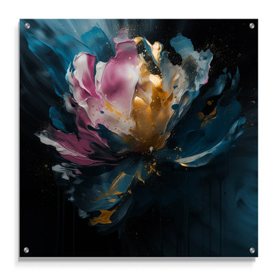 Art pivoines bleues et roses II - décorations murales en acrylique