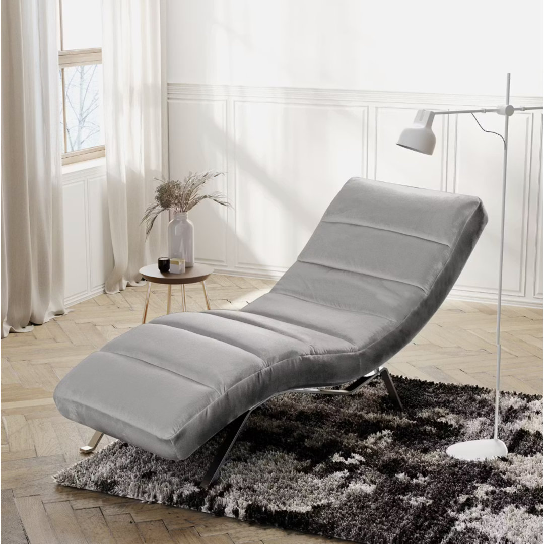 Rye Upholstered Velvet Fabric Chaise Lounge with Adjustable Backrest