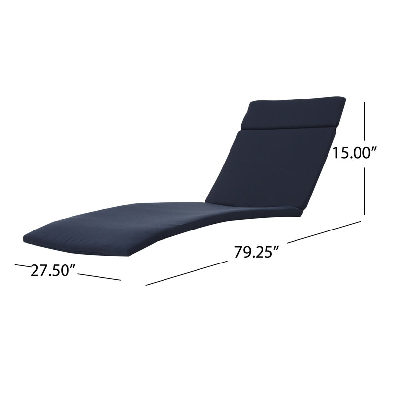 Billur Outdoor Chaise Lounge , Cushion Included, Navy Blue