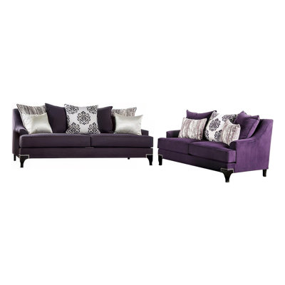Eton 2Pc Sofa Loveseat Set, 12 Pillows, Cabriole, Chenille