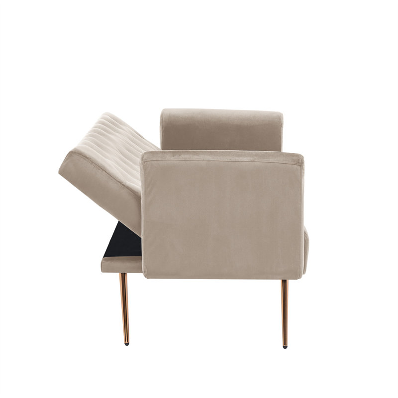 71'' Velvet Sofa, Beige Velvet