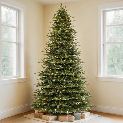 9ft Pre-Lit Artificial Christmas Tree with 600 Multicolor LED Lights, 5179 Mixed Tips and Metal Stand