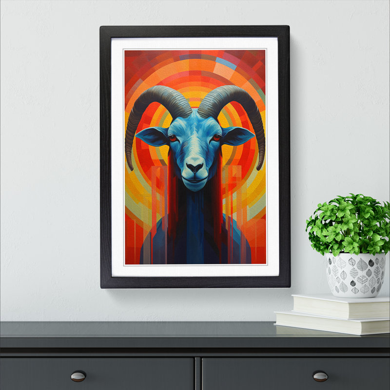 Goat Constructivism No.3 - Framed Print, 34cm H x 25cm W x 2cm D, Black