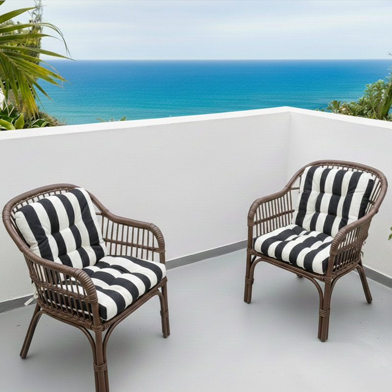 Coussins d'extérieur pour chaise de patio, Black/White Striped