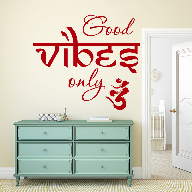 Décalcomanie murale en vinyle good vibes yoga Aldama, Rouge