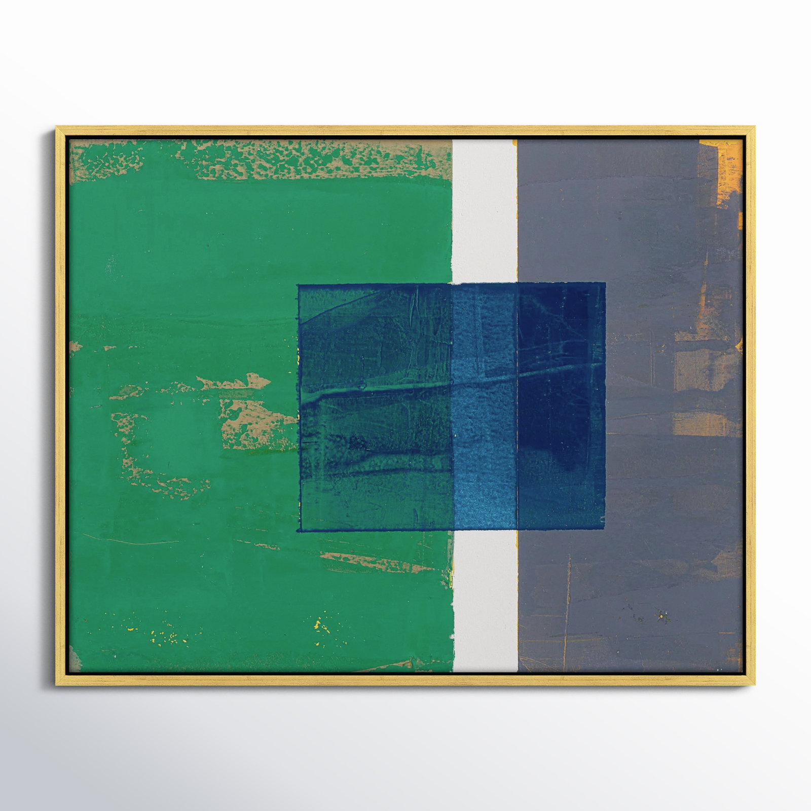 Bold In Blue 1 by Andrea Stokes, 40" H x 50" W x 1.38" D, Gold Framed