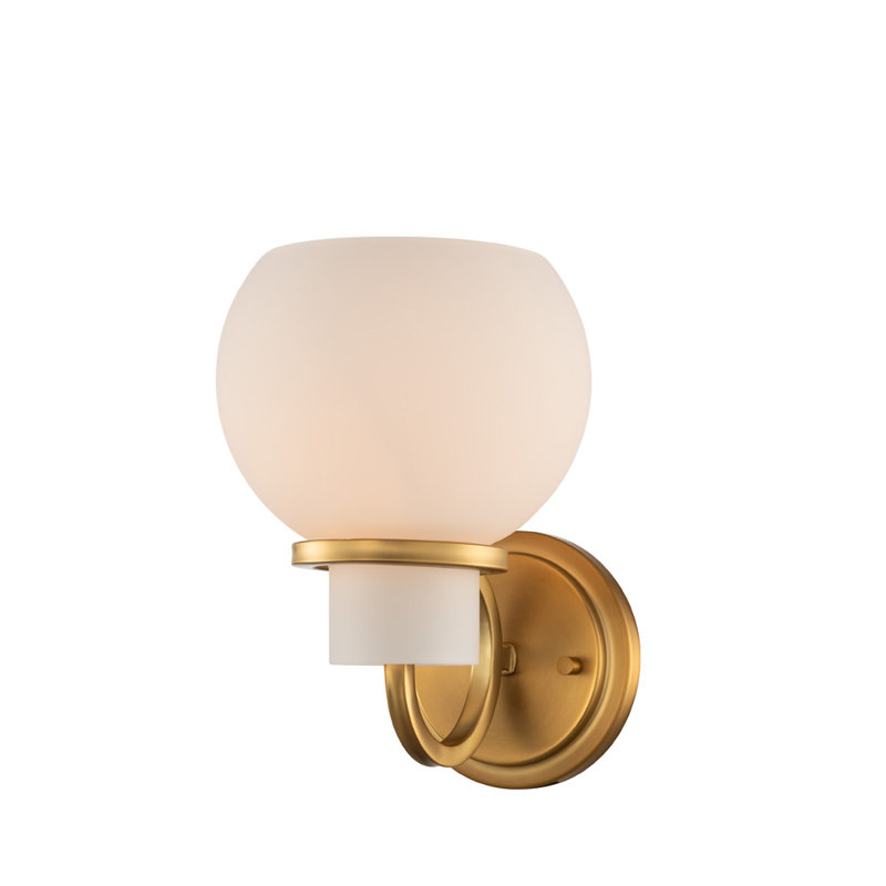 Winter Brass Frosted Glass Swing Arm Wall Sconce