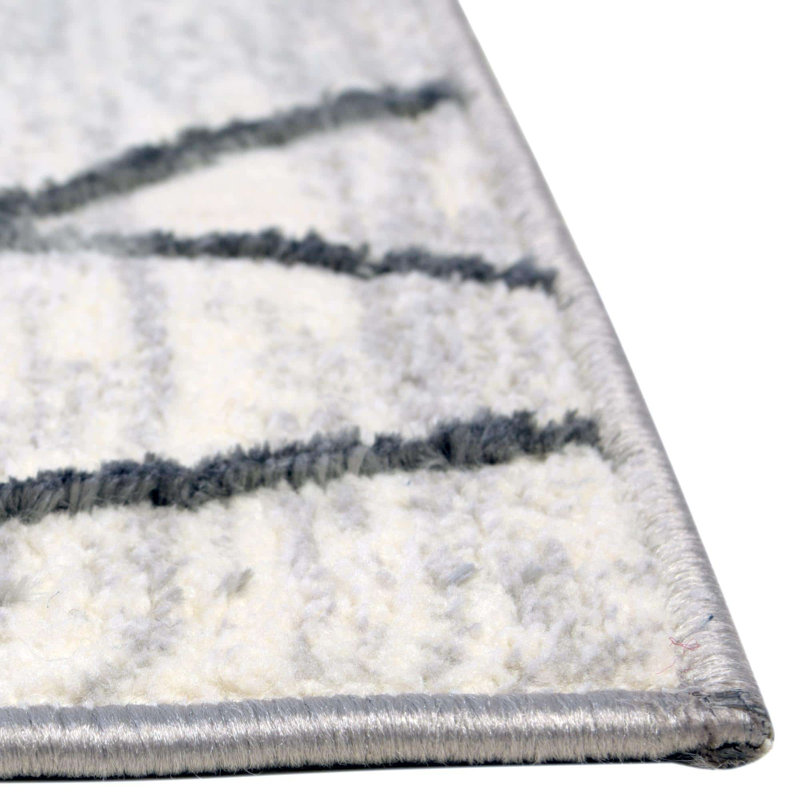 Tapis géométrique ivoire / gris Nuangola, Carré 5 pi 3 po
