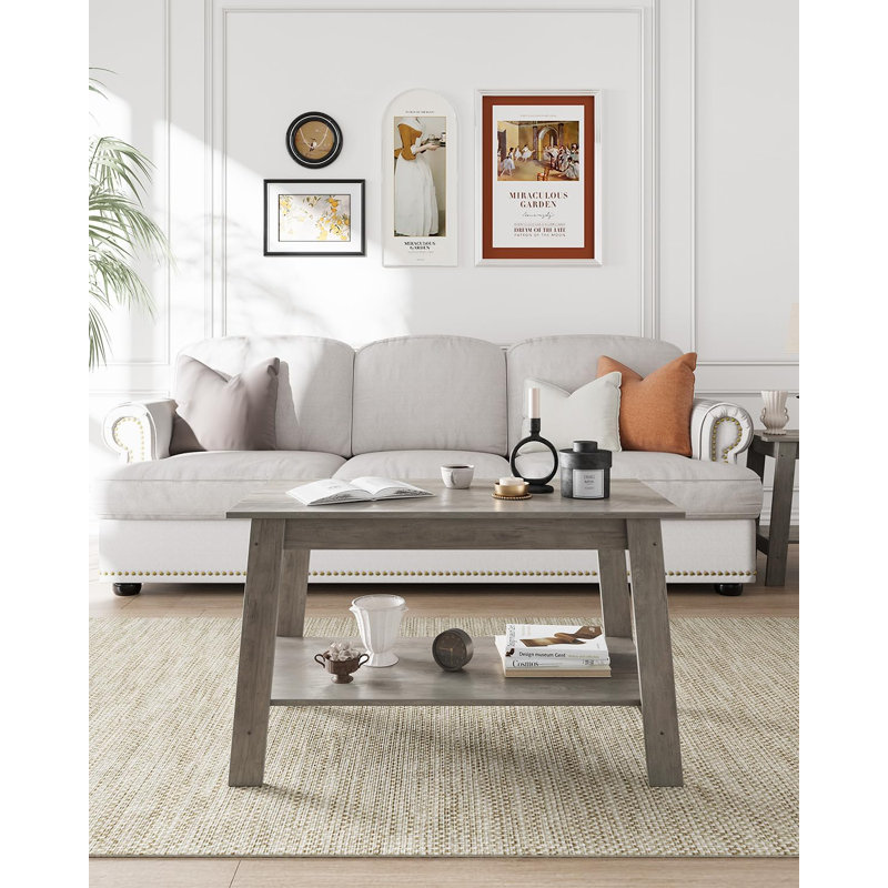 31.5 Inch Coffee Table with 2-Tier Storage, Modern Industrial Rectangular Living Room Table, Compact MDF & Particle Board Build, Durable & Easy Assembly, Ideal for Apartments & Offices