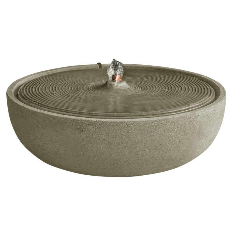 Fontaine ondulée en béton, Vert, H 5,5 po x l 14,25 po x P 14,25 po