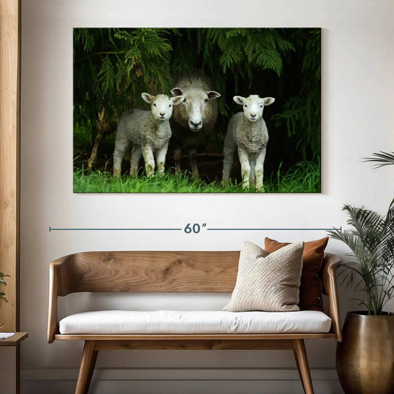 Famille de moutons, H 34 po x l 51 po