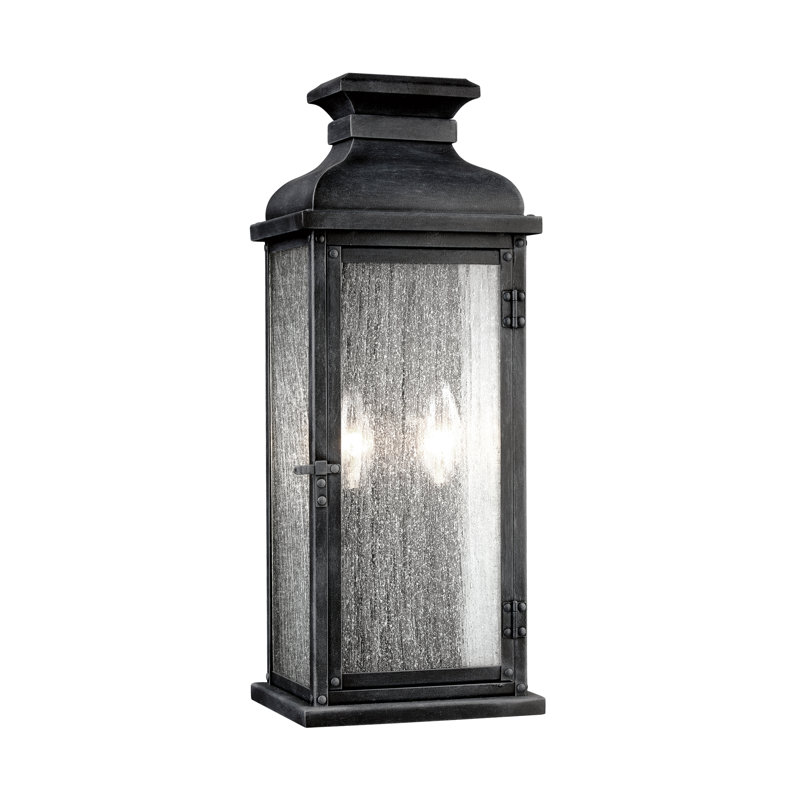 Pediment Medium Lantern from Visual Comfort Studio, Dark Weathered Zinc, 18.12" H x 7" W x 6" D