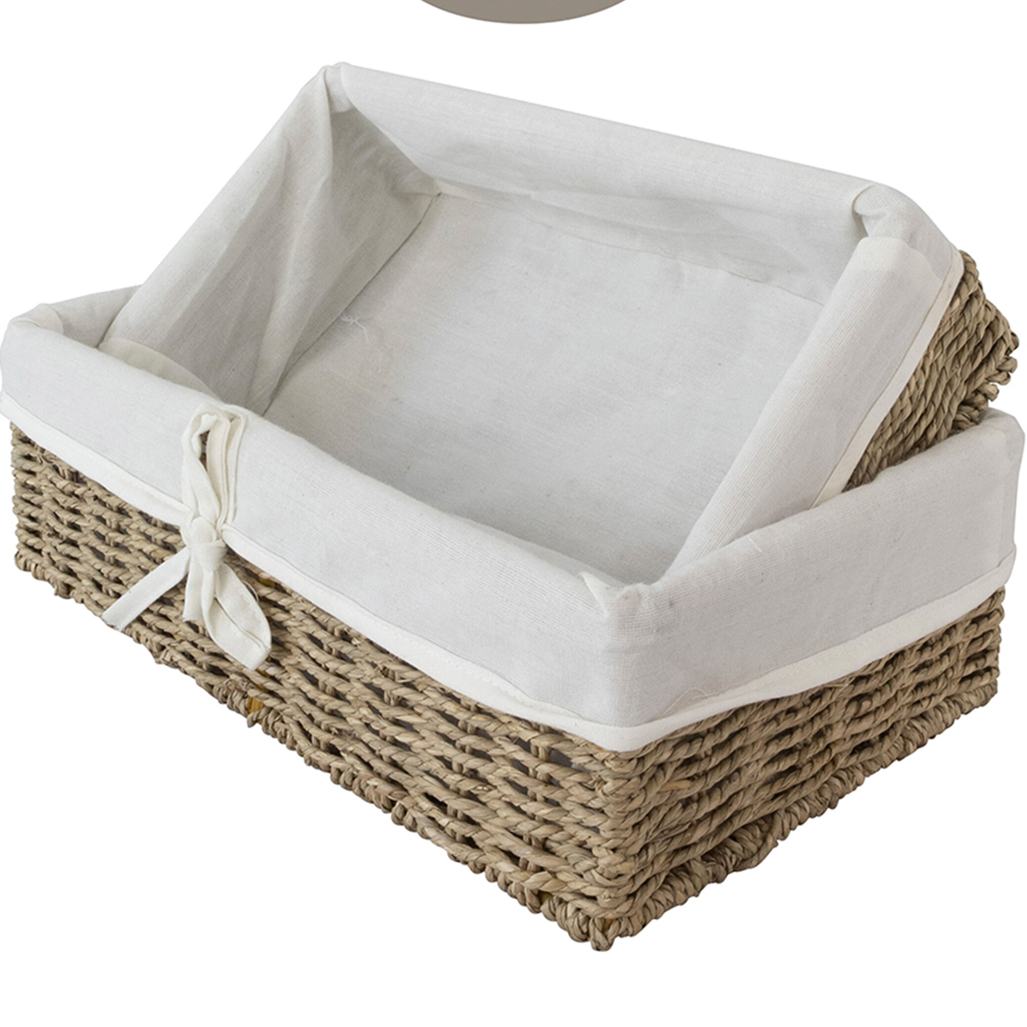 Vintiquewise Seagrass Shelf Basket Lined with White Lining